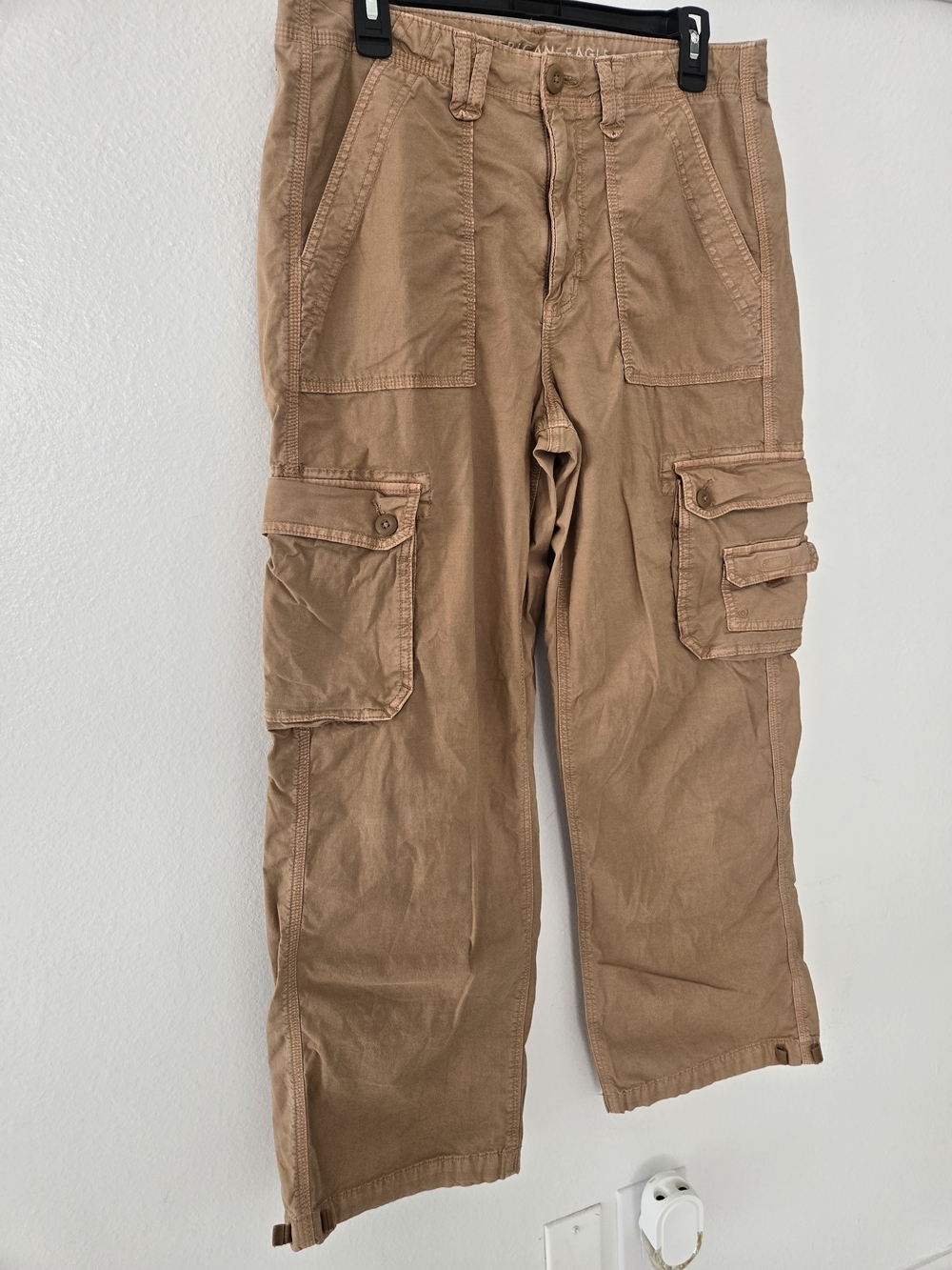 American Eagle Outfitters Brown Canvas Stretch Baggy Jogger Cargo Pants Straight - Picture 6 of 14